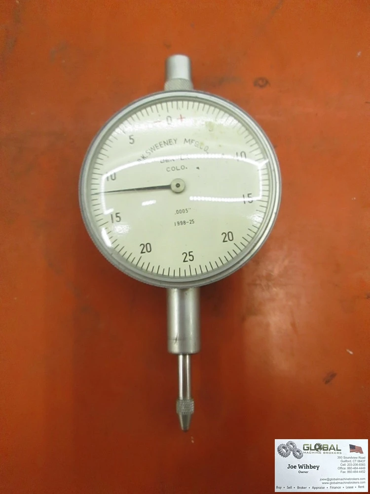 B.K/ Sweeney MFG Co Dial Indicator, .0005" Graduation, 1998-25, +/-25