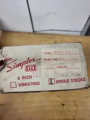 Simplex STR 6 Inch Red Electric Bell, Single Stroke, 240V, Unopened