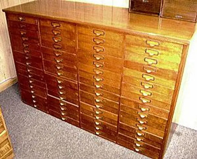 8297-385 Antique Wood Parts Cabinet