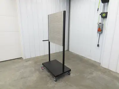 Mobile Work Cart Pegboard Workstation Caster Wheels 31x34" W/ 34x22" Base