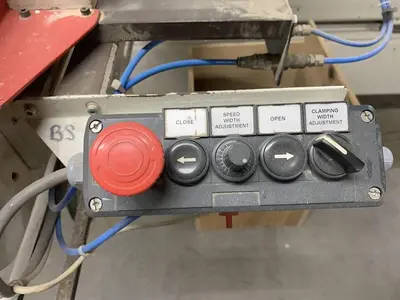 KOCH SBD-B DOUBLE-END FEED-THROUGH TRIM, BORE, GLUE, & DOWEL MACHINE