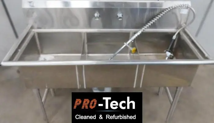 3 Compartment pot sink with spray taps