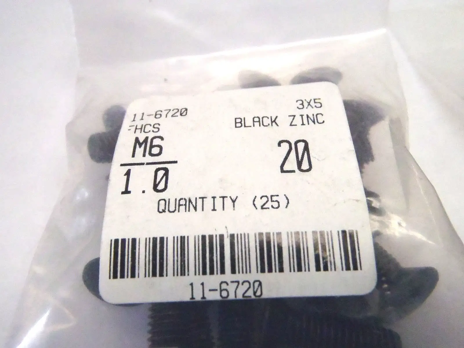 80/20 Inc 11-6720 Flat Head Socket Cap Screw M6 x 20.00mm (FHSCS) BAG OF 20