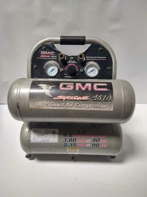 GMC 4610 4.6 Gallon Tank 1 HP Twin Tank Ultra Quiet Air Compressor 115 PSI