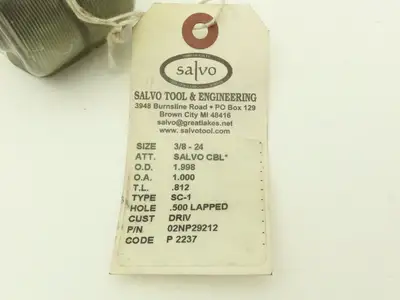 Salvo Tool SC-1 CBL  3/8-24 UNF Thread Roll Roller Die Head 02NP29212  Set of 2