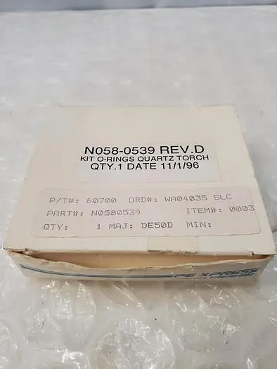 KIT O-RINGS QUARTZ TORCH N058-0539 REV .D