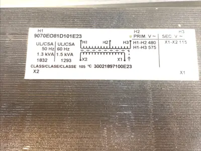 USED SQUARE D CONTROL TRANSFORMER 1500VA 480/575V