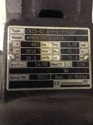 USED GRUNDFOS CR15-02 A-F-A-V-HQQV