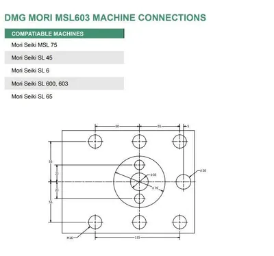 MSL 603 DMG Mori Seiki Boring Bar Holder SL6 SL7 SL65 115 mm X 110 mm