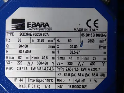 USED EBARA 2CDXH/E 70/206 SCA
