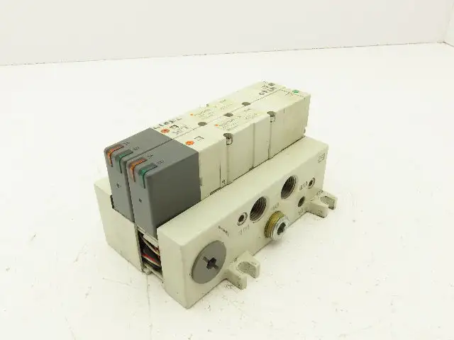 SMC VQ4300-5 Pneumatic Solenoid Valve 24VDC 2-Station Plug-In Manifold