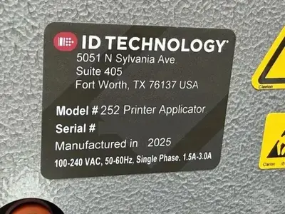 USED 2025 ID TECHNOLOGY 252 PRINTER APPLICATOR