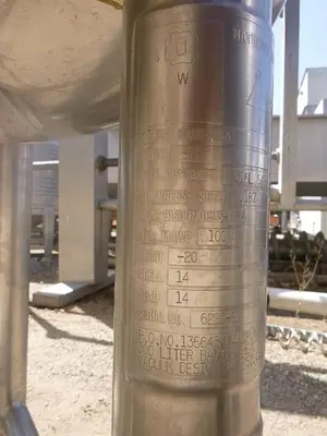 Reactor, 79 Gallon, 316L S/st, Jkt, 50 PSI, Precision, C #S744228