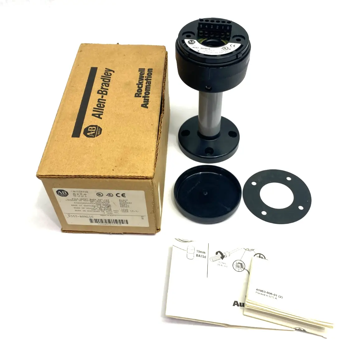 USED ALLEN-BRADLEY SER. B POLE MOUNT BASE & CAP 10CM, BLACK