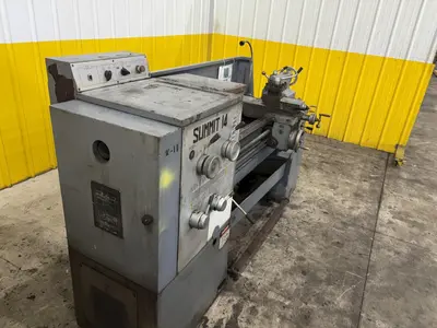 14" X 40" SUMMIT MODEL #14 ENGINE LATHE. 2" HOLE: STOCK #23258