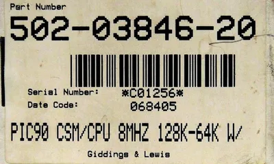 NEW GIDDINGS & LEWIS 502-03846-20 CPU MODULE 5020384620 5020384620R5