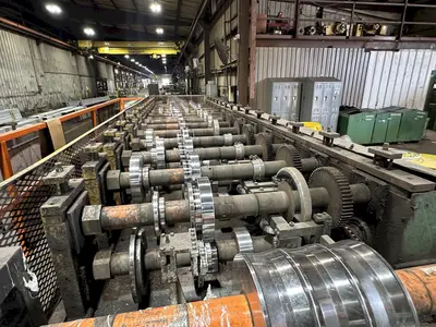15 STAND  X 3" ARBOR  X 50" PEARSON LOC SEAM ROLL FORMING PANEL MILL. STOCK # 0663325