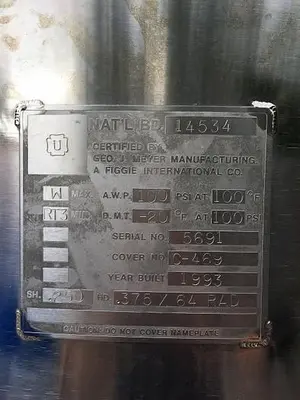 1100 Gallon Stainless Pressure Vessels Pressure Vessel