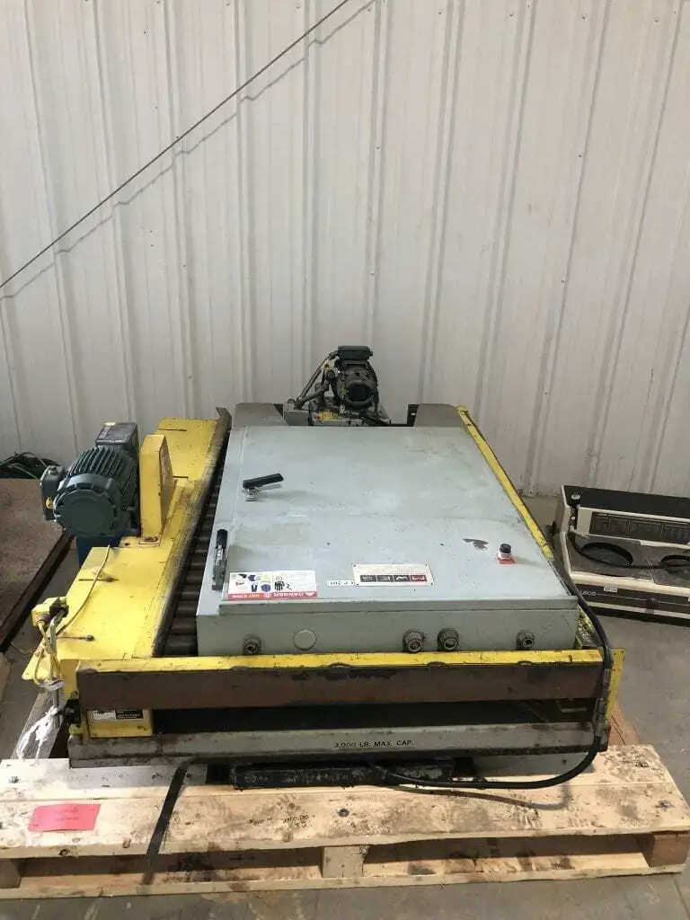 American Lifts Hydraulic Scissors Lift Table 3000lb w/ Versa Roller Conveyor 3PH