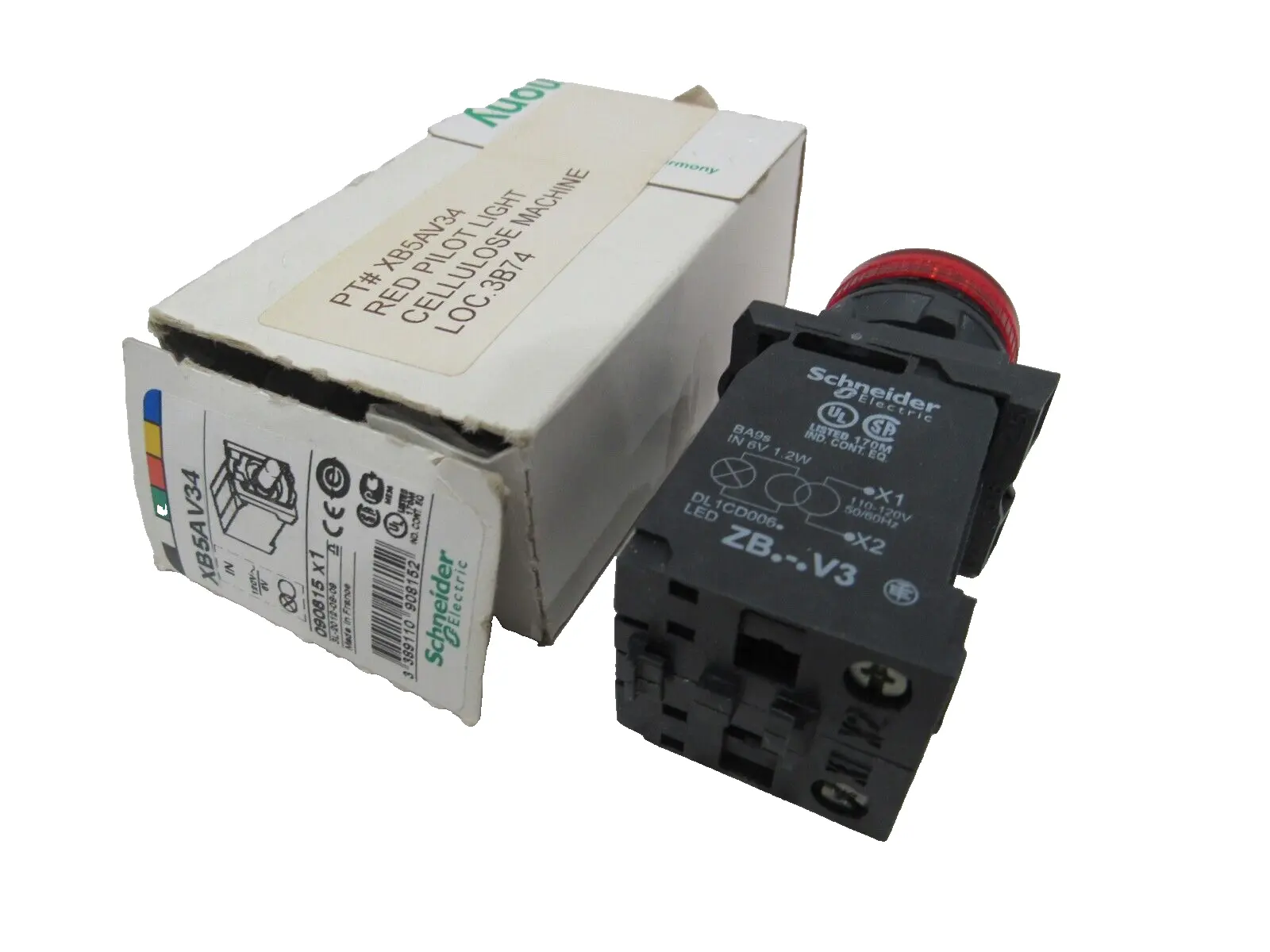 NEW SCHNEIDER ELECTRIC XB5AV34 PILOT LIGHT ZB.-.V3