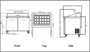 45-0112 2 Door Mega top Prep Table-New