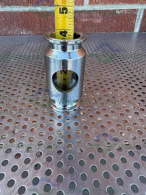 USED BBS SYSTEM 223169 STAINLESS STEEL IN LINE SIGHT GLASS W/ 1 1/2" SANITARY FITTING