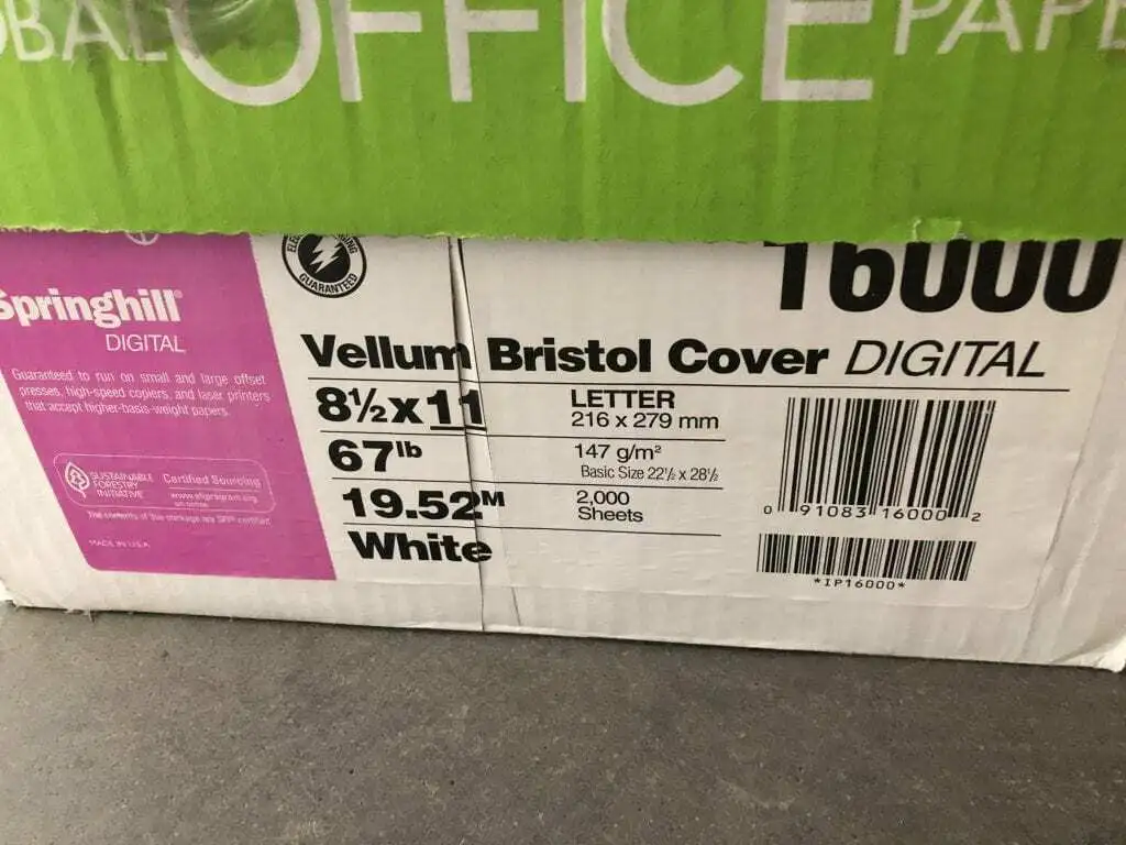 Springhill Digital 16000 8.5″ X 11″ Vellum Bristol Cover Stock Paper -NIB
