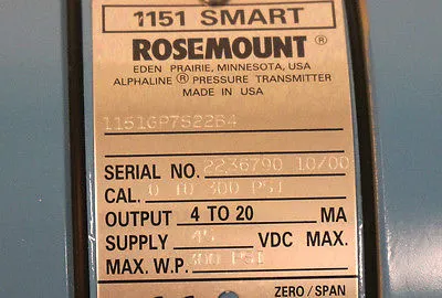 NEW ROSEMOUNT 1151GP7S22B4L4 PRESSURE TRANSMITTER 1151 SMART