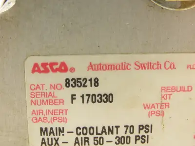 Asco Red Hat 835218 Coolant Angle Valve 1" NPT