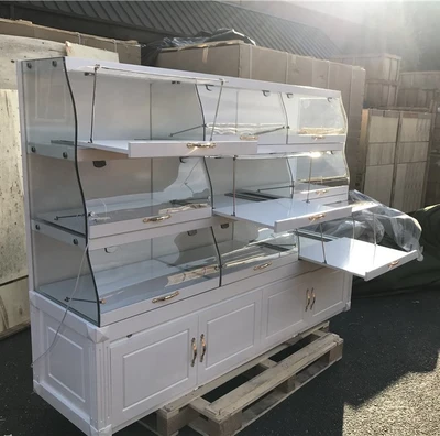 171-0327 78" Lighted Dry Donut Pastry Bakery Case on Cabinets