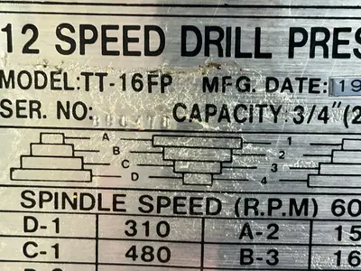 Used 1989 TARGET MACHINERY TT16FP Heavy Duty & Sensitive Single Spindle Drills Ohio US | HGR 24 #1415172