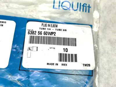 6382 56 60WP2 | Legris Liquifit  Plug-In Elbow PKG OF 8 - New Other