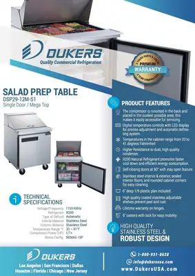 New | in-Stock Dukers _UNKNOWN_ Food Prep Tables Illinois US | Falcon Restaurant Supply #1376885