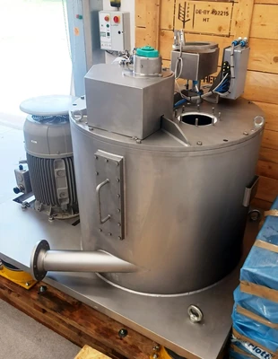 Heinkel V 800 B perforate basket centrifuge, 316L SS.