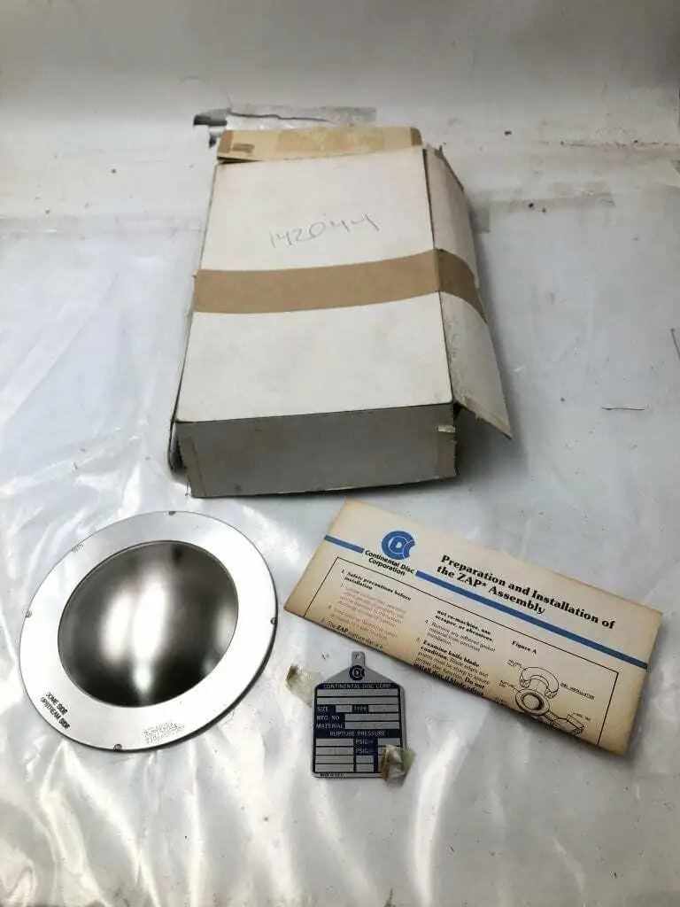 Continental Disc Corp. 142044 4″ 316SS/NI Rupture Disc 210PSIG 200°F -NIB