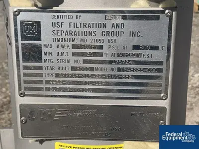USED USF Filtration & Separations Group 8" USF Filtration Filter, S/S & PFA Lined, 150#