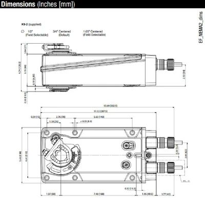 Belimo EFB24 Damper Actuator, 270 in-lb [30 Nm], Spring Return, AC/DC 24 V [New]