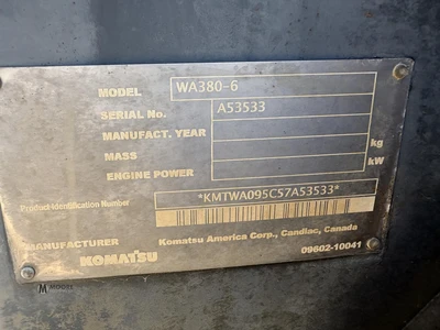 Used 2008 KOMATSU WA380-6 Wheel Loaders Tennessee US | Moore Equipment #1517229