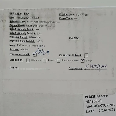 USED Perkin Elmer N6480320