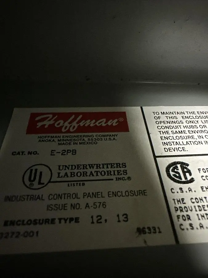 Used HOFFMAN E-2PB Miscellaneous Equipment (Electrical & Power) Ohio US | Surplus Asset Holdings #1240290