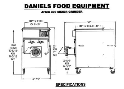 Daniels Food Equipment AFMG 300 Meat Mixer Grinder