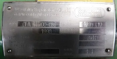 Westfalia OTA 14-00-066 oil purifier, SS.