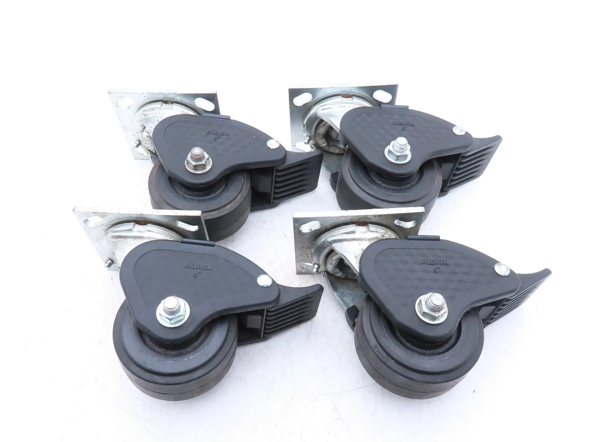 Albion N/A Locking Swivel Caster 4" Wheel 2"Wide Polyurethane Set of 4