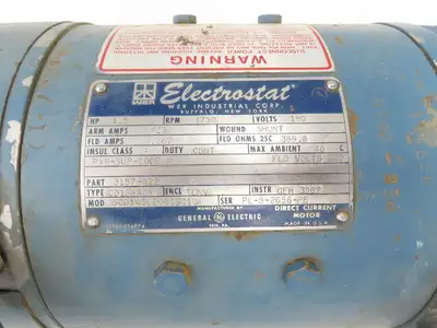 GE Wer Electrostat 5CD143LE001B010 180V DC Motor 1.5Hp 1750 RPM CD186ACY 143T