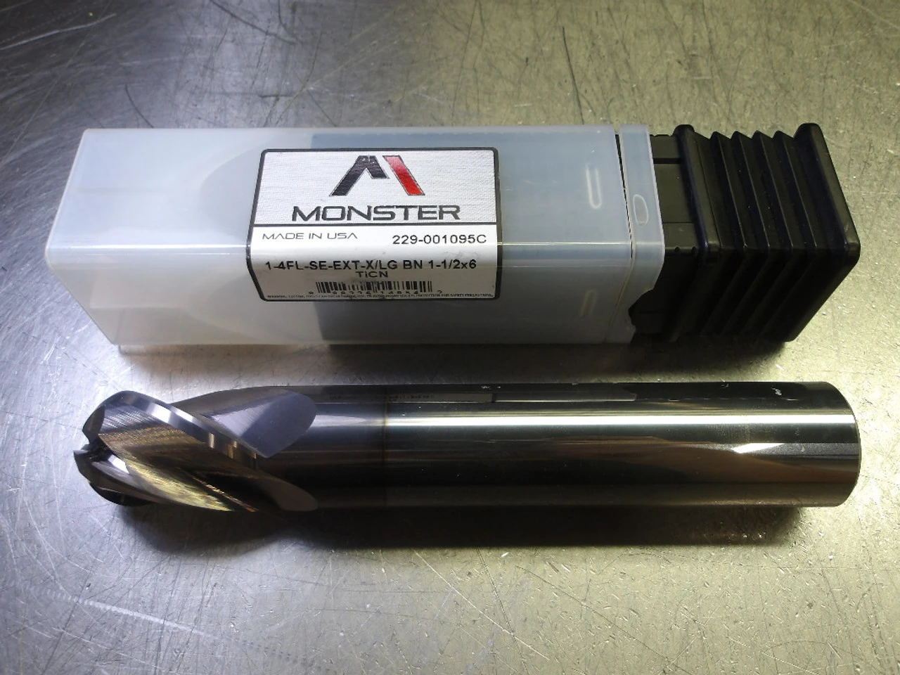 Monster 1" 4 Flute Carbide Ballnose Endmill 1" Shank 229-001095C (LOC1126A)
