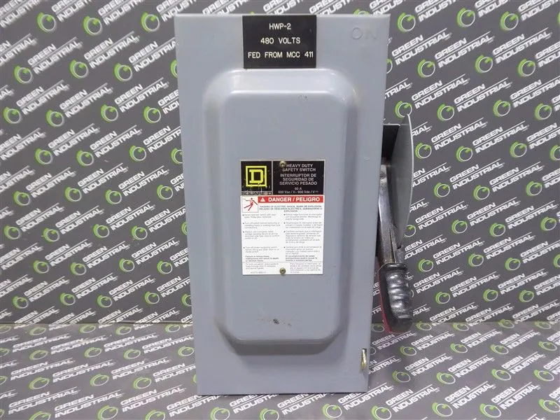 Square D HU362 Heavy Duty Non-Fusible Safety Switch 60 Amps 600V Used