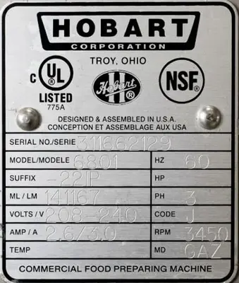 USED HOBART 6801-221P