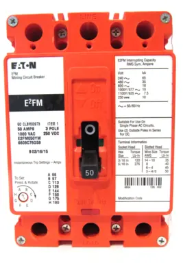 NEW EATON E2FM050YM CIRCUIT BREAKER 3 POLE 50AMP