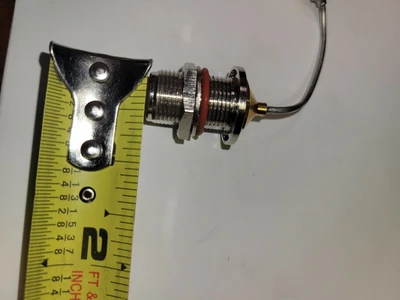 1  LOT OF 5 Gold   Male SMA to female N bulkhead connectors.