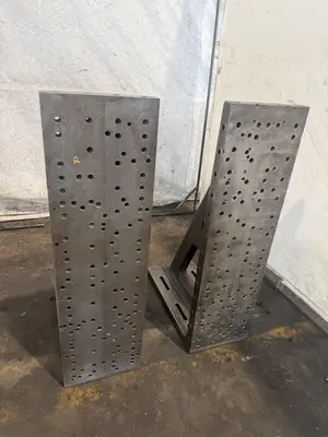12" WIDE X 42" TALL X 24" DEEP DRILLED & TAPPED ANGLE PLATE SET. STOCK # 0222626